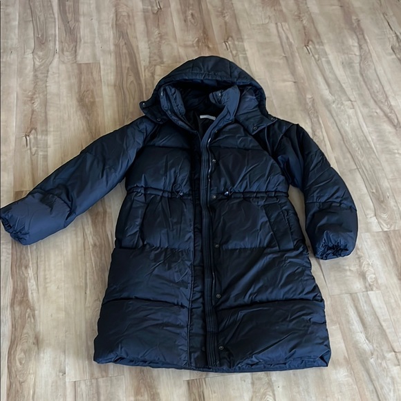 NWOT Old Navy Black Cinch Waist Puffer Coat - Picture 3 of 4